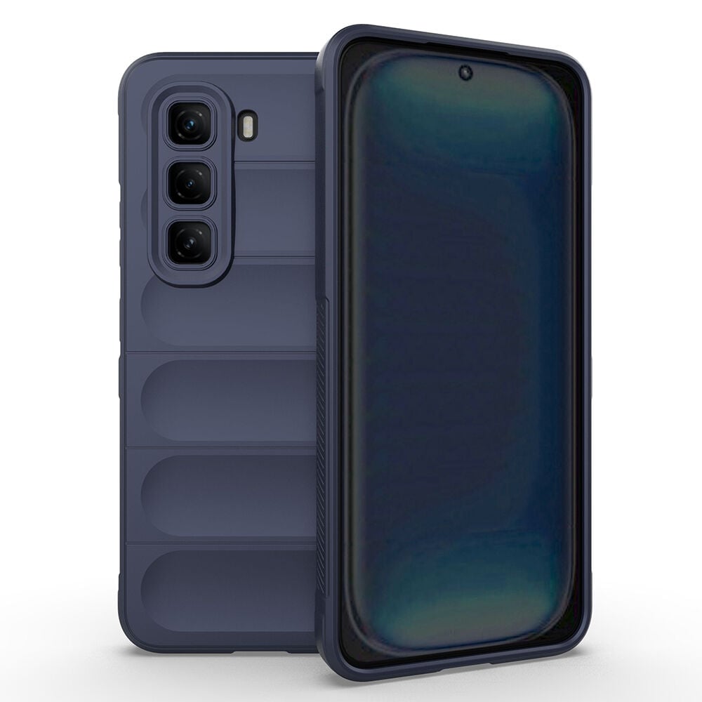 İnfinix Hot 50 Pro 4G Kılıf Esnek TPU Oyuklu Arka Yüzey Tasarımlı Etnik Silikon Kapak Lacivert