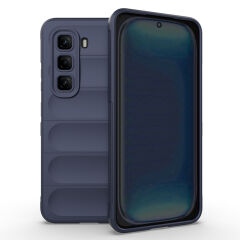 İnfinix Hot 50 Pro 4G Kılıf Esnek TPU Oyuklu Arka Yüzey Tasarımlı Etnik Silikon Kapak Lacivert