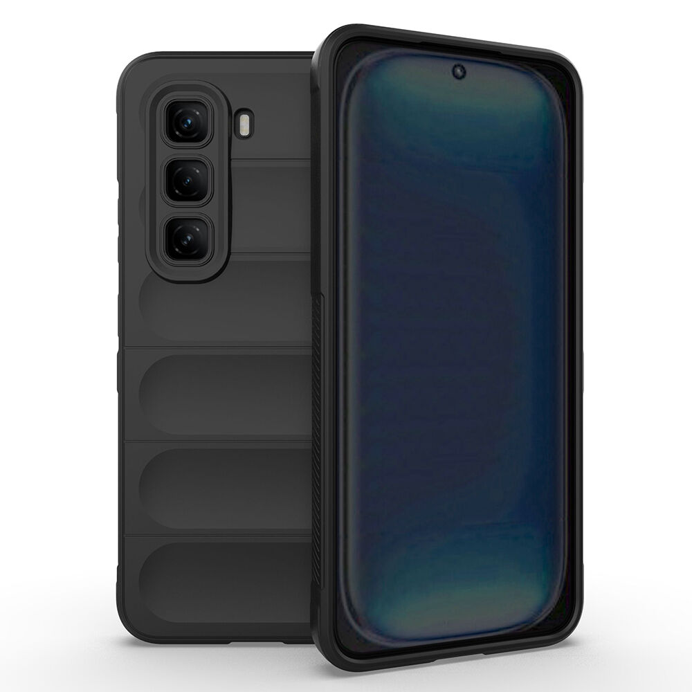 İnfinix Hot 50 Pro 4G Kılıf Esnek TPU Oyuklu Arka Yüzey Tasarımlı Etnik Silikon Kapak Siyah