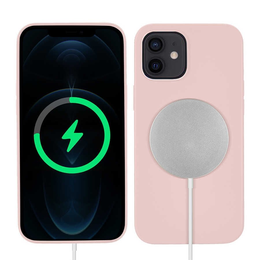 iPhone 12 Mini Kılıf Silksafe Wireless Kapak Pembe Açık