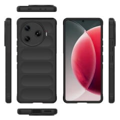 Tecno Spark 30 Pro Kılıf Esnek TPU Oyuklu Arka Yüzey Tasarımlı Etnik Silikon Kapak Koyu Yeşil