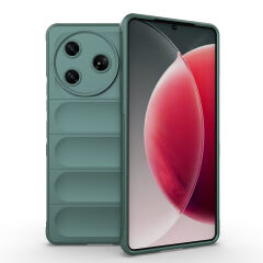 Tecno Spark 30 Pro Kılıf Esnek TPU Oyuklu Arka Yüzey Tasarımlı Etnik Silikon Kapak Koyu Yeşil