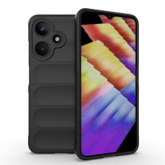 İnfinix Hot 30i Kılıf Esnek TPU Oyuklu Arka Yüzey Tasarımlı Etnik Silikon Kapak Siyah