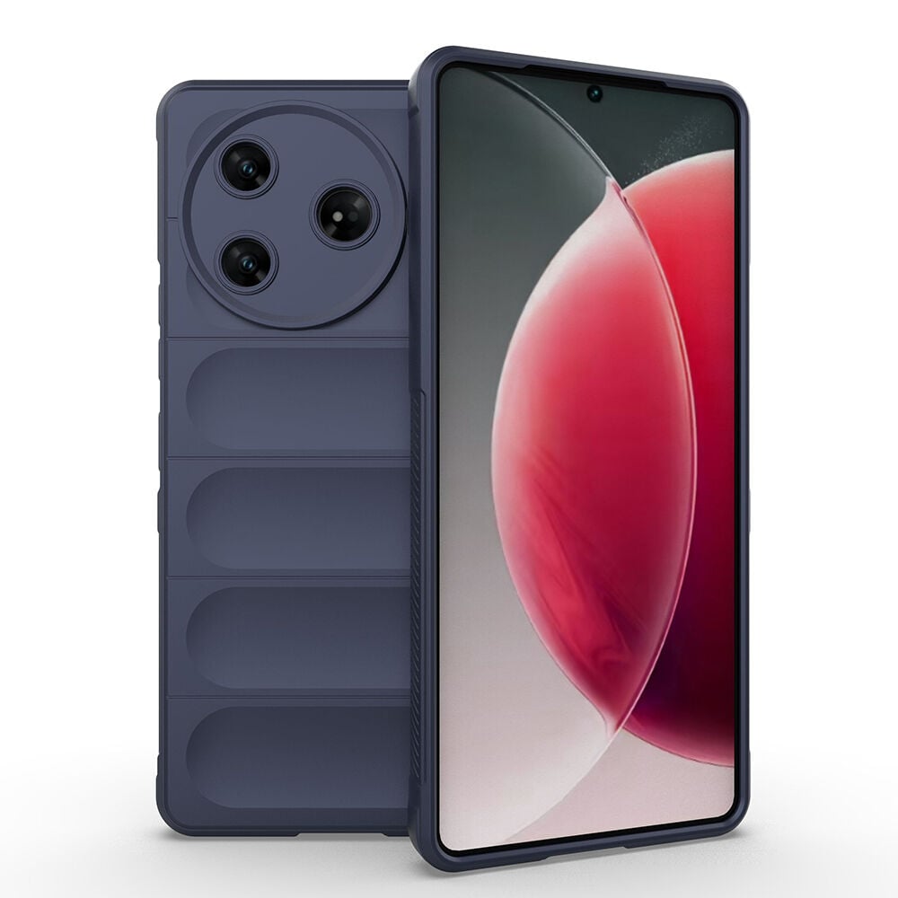 Tecno Spark 30 Pro Kılıf Esnek TPU Oyuklu Arka Yüzey Tasarımlı Etnik Silikon Kapak Lacivert