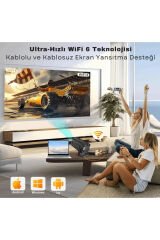 Android Wifi Taşınabilir Projektör – 4K Ultra Hd, Bluetooth 5.0, Hoparlör, Akıllı Mini Projeksiyon