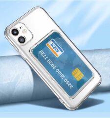 iPhone 11 Kılıf Kartlıklı Şeffaf Setra Clear Silikon Kapak