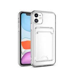 iPhone 11 Kılıf Kartlıklı Şeffaf Setra Clear Silikon Kapak