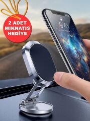 Katlanabilir Mınatıslı Manyetik Mini Araç Içi Ve Masaüstü Telefon Tutucu 360 Derece Dönen Yapışkanlı