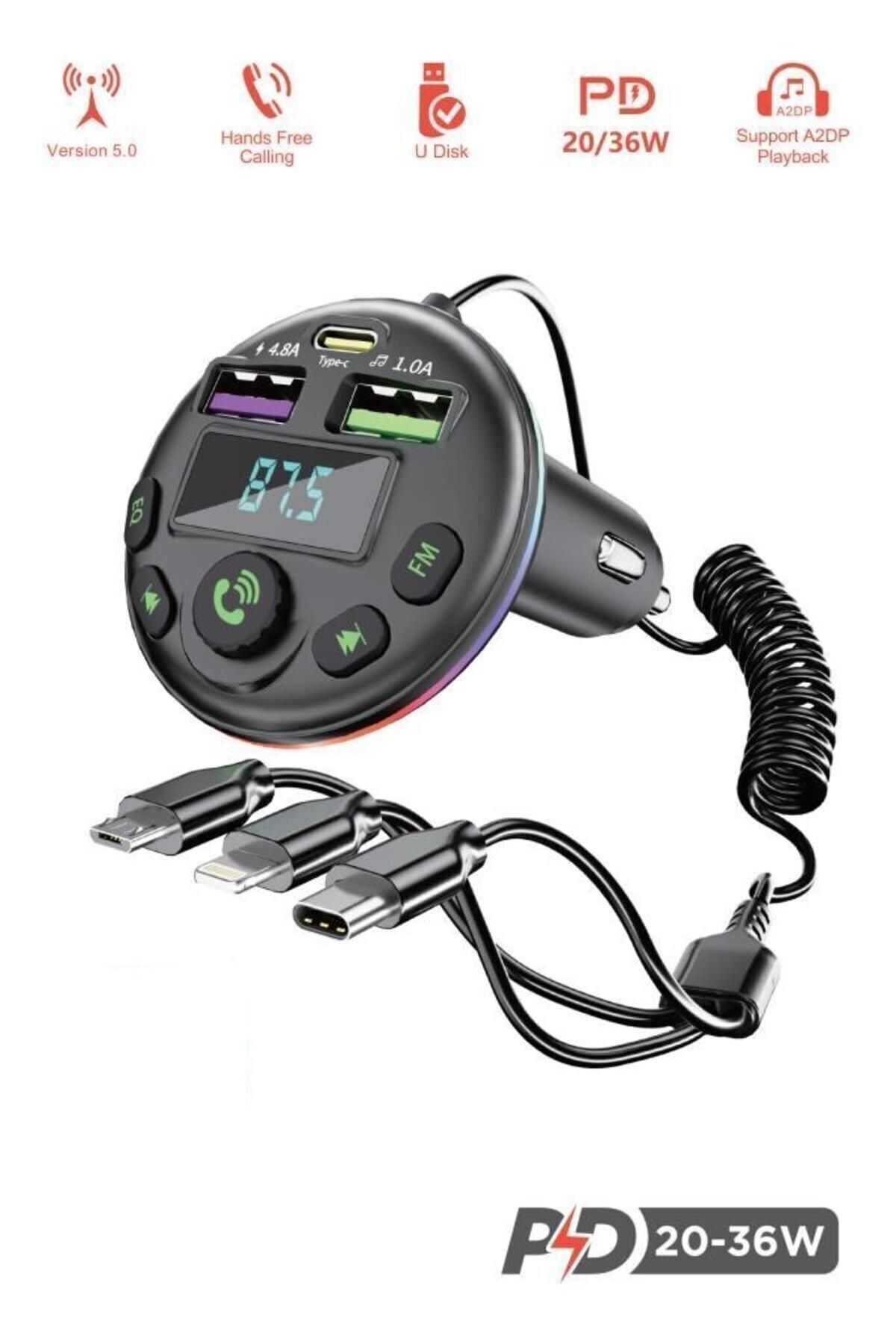 G14 36W PD Şarj Özellikli Dijital Göstergeli Bluetooth Fm Transmitter