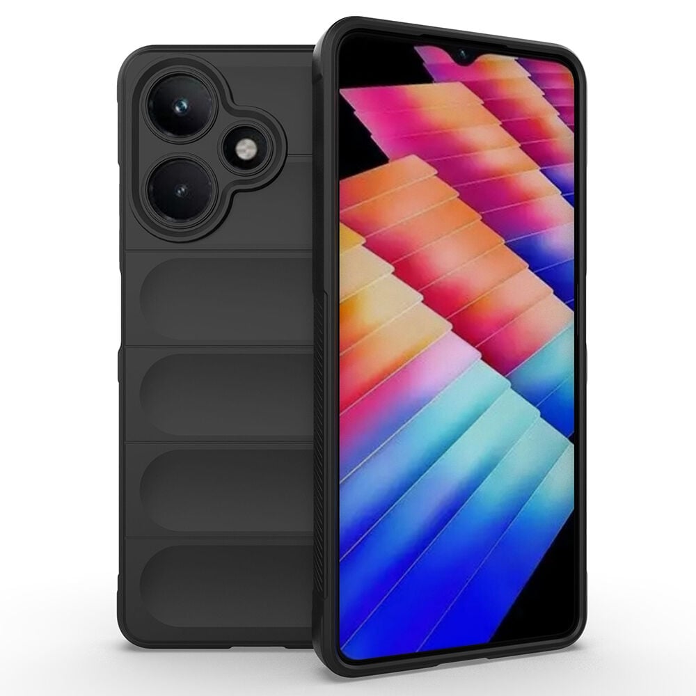 İnfinix Hot 30 Kılıf Esnek TPU Oyuklu Arka Yüzey Tasarımlı Etnik Silikon Kapak Siyah