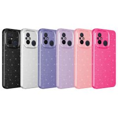 Xiaomi Redmi 12C Kılıf Kamera Korumalı Simli Lüks Koton Kapak Pembe