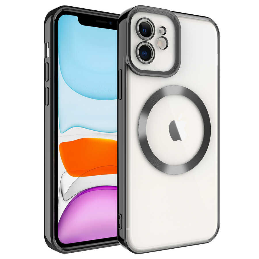 iPhone 11 Kılıf Magsafe Wireless Şarj Özellikli Setro Silikon Siyah