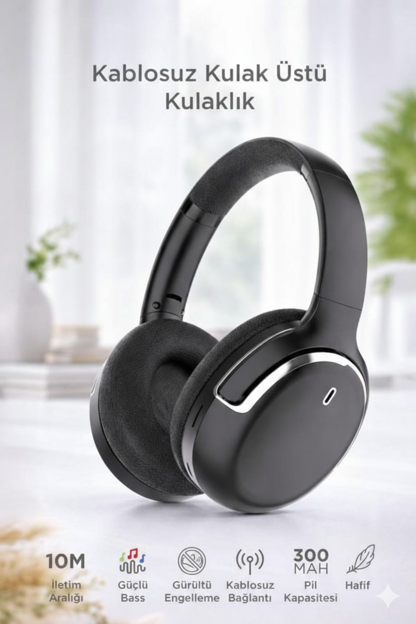 Bluetooth Kulaklık Kulak Üstü Kablosuz Kulaklık HD60