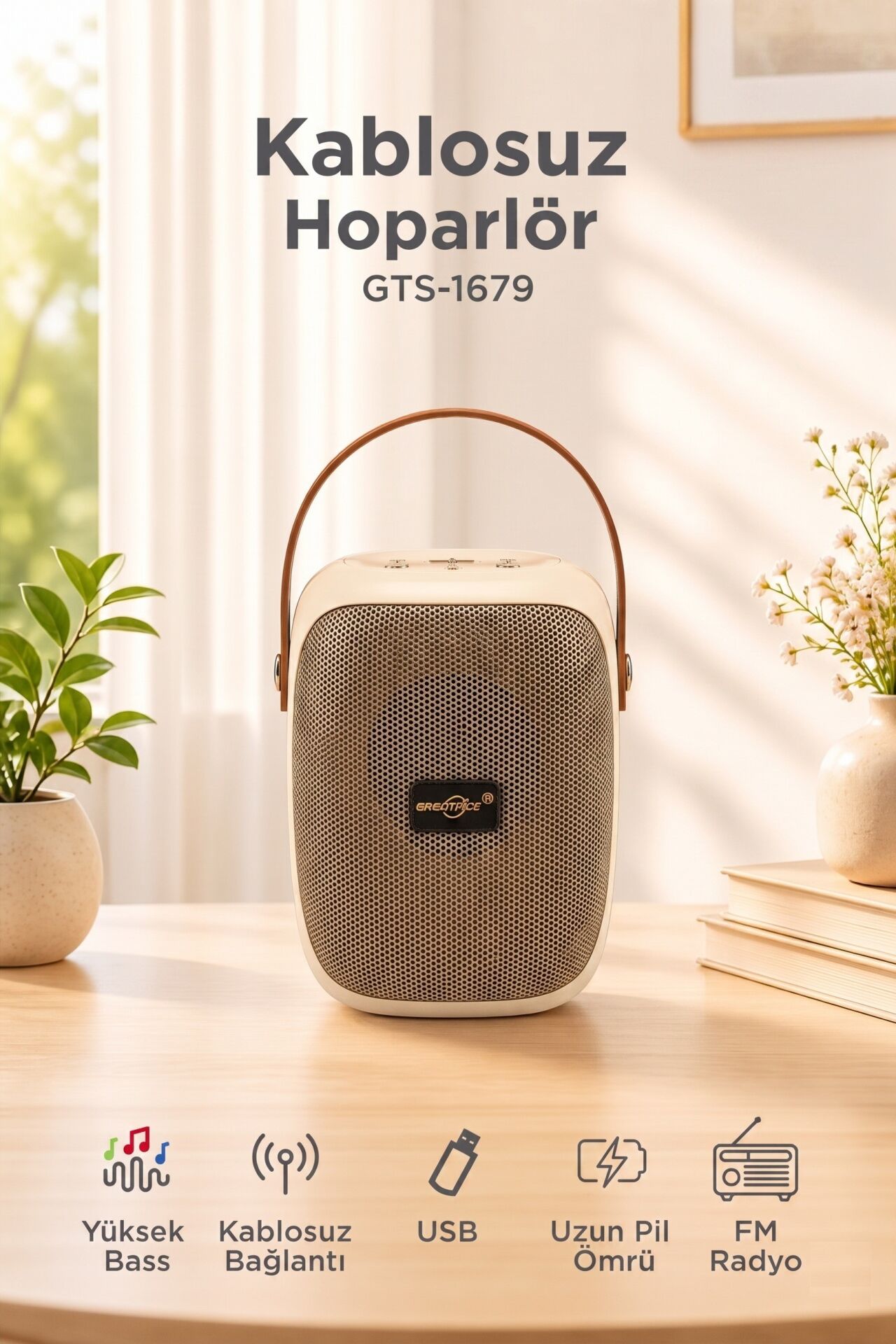 Bluetooth Hoparlör Rgb Işıklı FM Radyo Kablosuz Taşınabilir Speaker GTS-1679