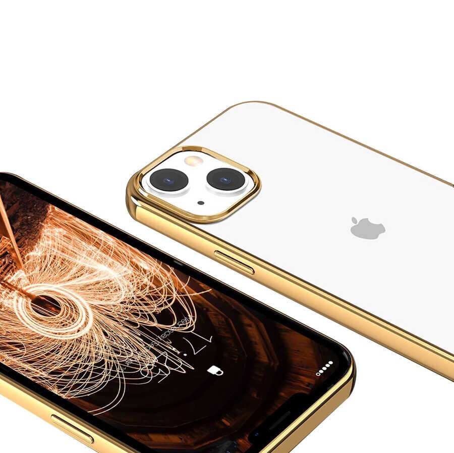 iPhone 13 Kılıf Pixel Kapak Gold