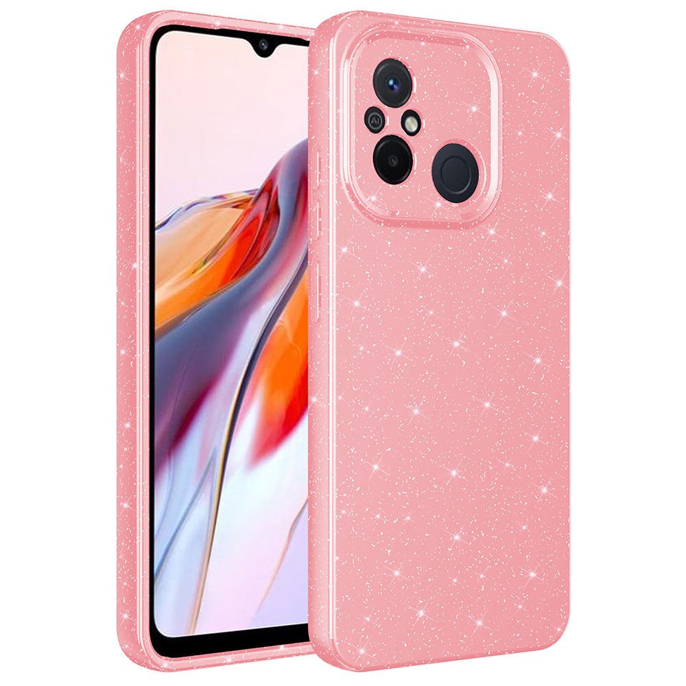 Xiaomi Redmi 12C Kılıf Kamera Korumalı Simli Lüks Koton Kapak Pembe