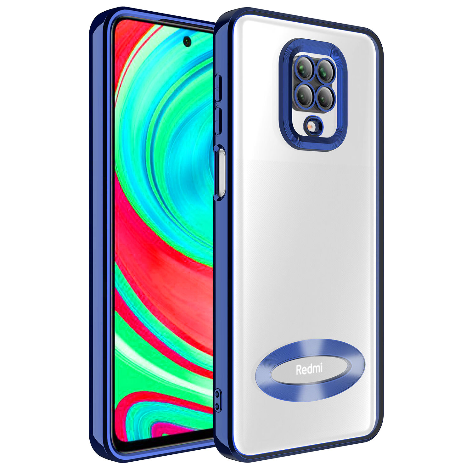 Xiaomi Redmi Note 9S Kılıf Kamera Korumalı Logo Gösteren  Omega Kapak Lacivert