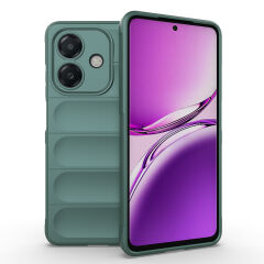 Oppo A3 Kılıf Esnek TPU Oyuklu Arka Yüzey Tasarımlı Etnik Silikon Kapak Koyu Yeşil