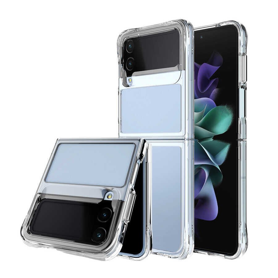 Samsung Galaxy Z Flip 4 Ultra İnce Sert Kamera Çıkıntılı Şeffaf Vonn Kapak Renksiz