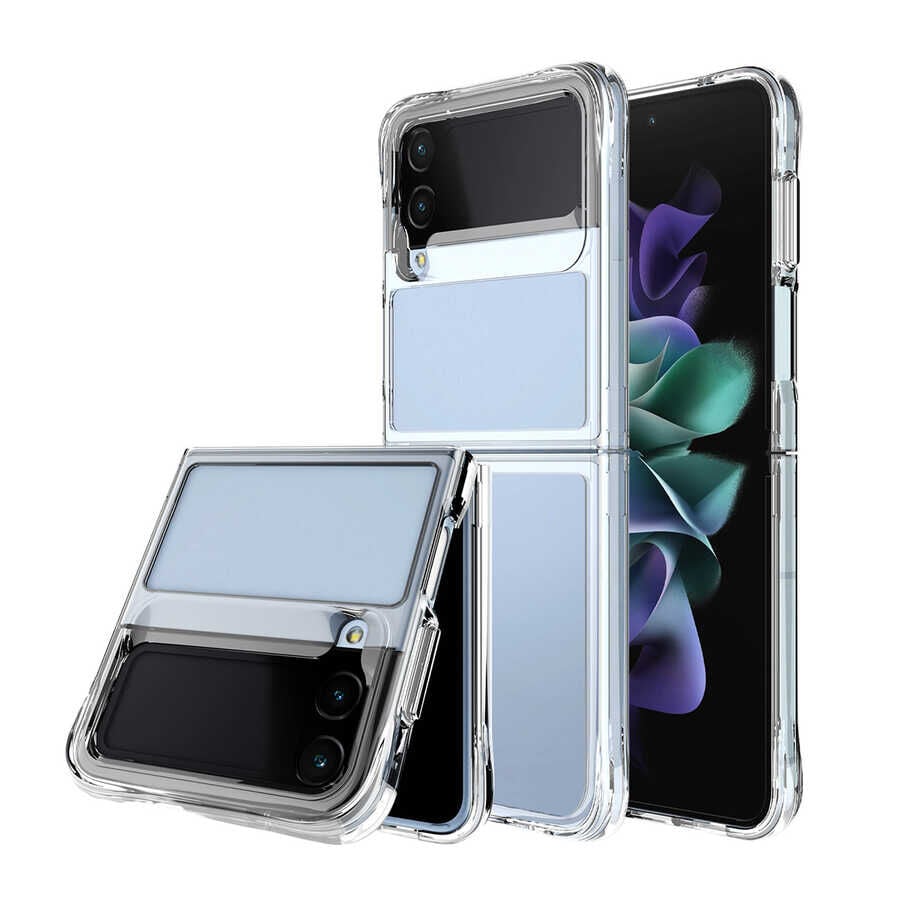 Samsung Galaxy Z Flip 4 Ultra İnce Sert Kamera Çıkıntılı Şeffaf Vonn Kapak Renksiz