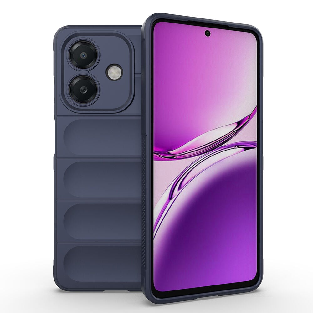 Oppo A3 Kılıf Esnek TPU Oyuklu Arka Yüzey Tasarımlı Etnik Silikon Kapak Lacivert