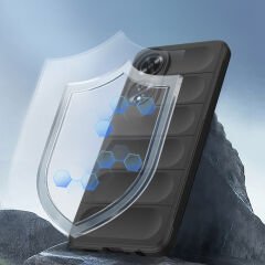 Oppo A60 Kılıf Esnek TPU Oyuklu Arka Yüzey Tasarımlı Etnik Silikon Kapak Lacivert