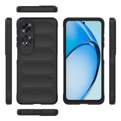 Oppo A60 Kılıf Esnek TPU Oyuklu Arka Yüzey Tasarımlı Etnik Silikon Kapak Lacivert