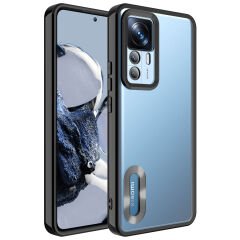 Xiaomi Mi 12T Pro Kılıf Kamera Korumalı Logo Gösteren Omega Kapak Gümüş