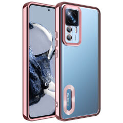 Xiaomi Mi 12T Pro Kılıf Kamera Korumalı Logo Gösteren Omega Kapak Gümüş