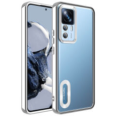 Xiaomi Mi 12T Pro Kılıf Kamera Korumalı Logo Gösteren Omega Kapak Gümüş