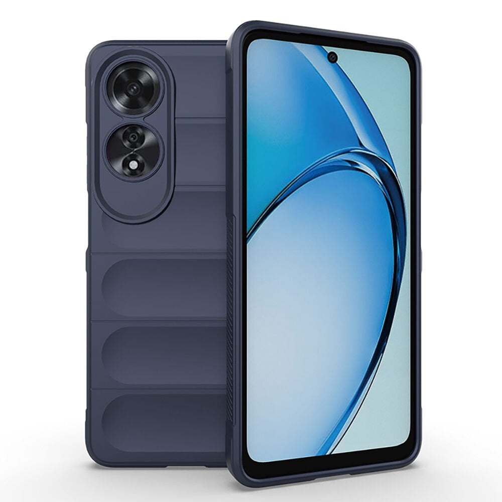 Oppo A60 Kılıf Esnek TPU Oyuklu Arka Yüzey Tasarımlı Etnik Silikon Kapak Lacivert