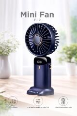 Şarjlı Masaüstü Vantilatör Dijital Göstergeli 90 Derece Katlanabilir Mini Fan F19