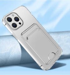 iPhone 14 Pro Max Kılıf Kartlıklı Şeffaf Setra Clear Silikon Kapak