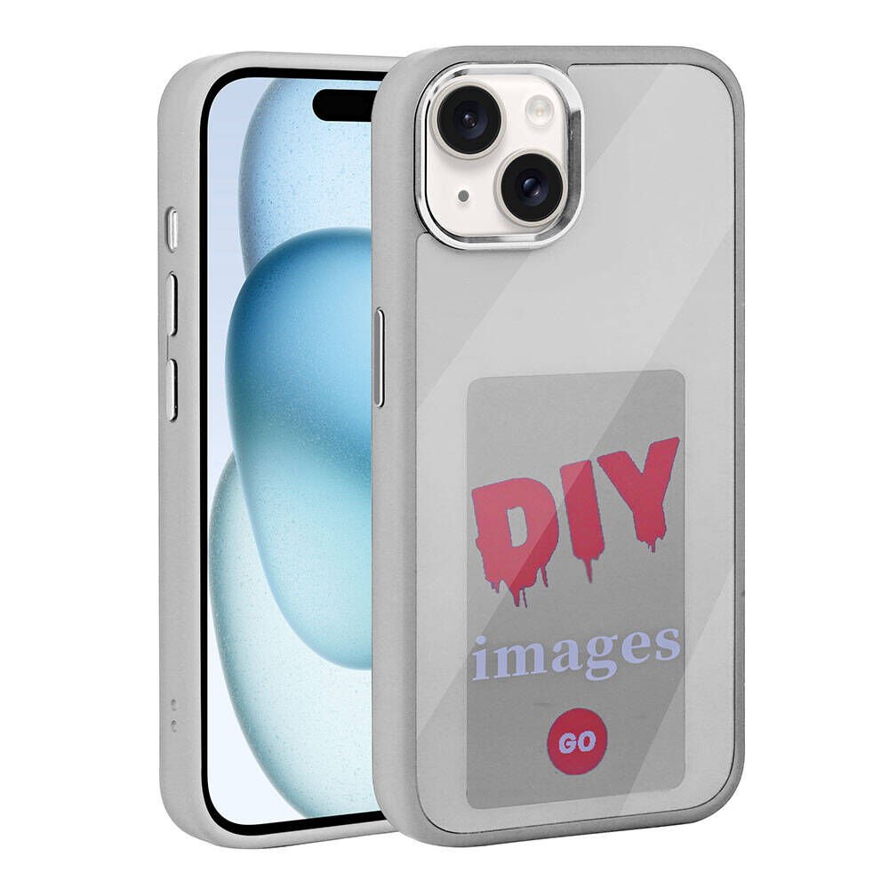 iPhone 15 Kılıf Ekranı YansıtanAkıllı NFC Kapak Gri