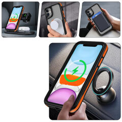iPhone 12 Kılıf Magsafe Şarj Özellikli Renkli Kenar Airbag Şeritli Lamer Kapak