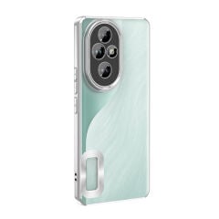 Honor 200 Pro  Kılıf Logo Gösteren Parlak Kenarlı Kamera Lens Korumalı Şeffaf Omega Silikon Kapak