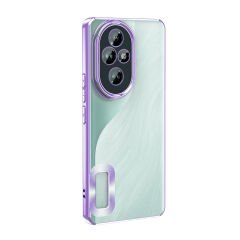 Honor 200 Pro  Kılıf Logo Gösteren Parlak Kenarlı Kamera Lens Korumalı Şeffaf Omega Silikon Kapak