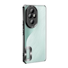 Honor 200 Pro  Kılıf Logo Gösteren Parlak Kenarlı Kamera Lens Korumalı Şeffaf Omega Silikon Kapak