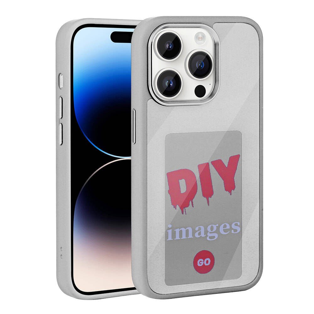 iPhone 14 Pro Max Kılıf Ekranı Yansıtan Akıllı NFC Kapak Gri