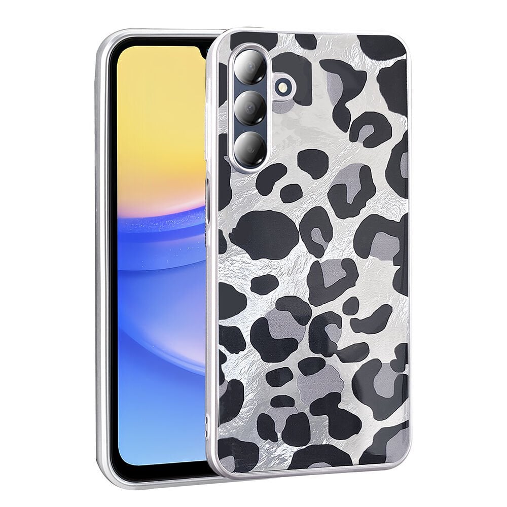Samsung Galaxy A16 Kılıf Desenli Mep Kapak Gri Leopar