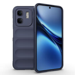 İnfinix Smart 9 Kılıf Esnek TPU Oyuklu Arka Yüzey Tasarımlı Etnik Silikon Kapak Lacivert