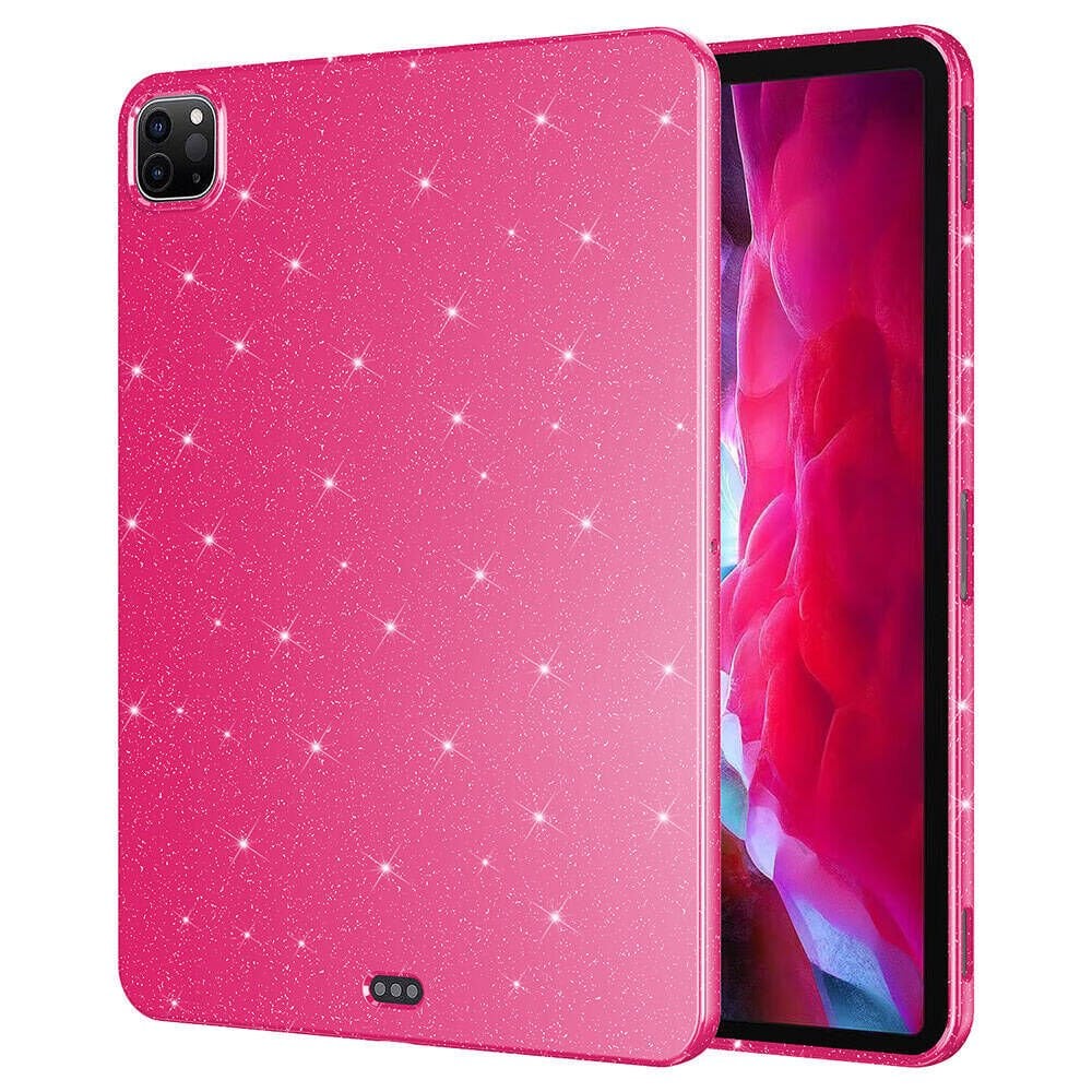 iPad Pro 11 2018 Simli Parlak Görünümlü Tablet Koton Kılıf Pembe Koyu
