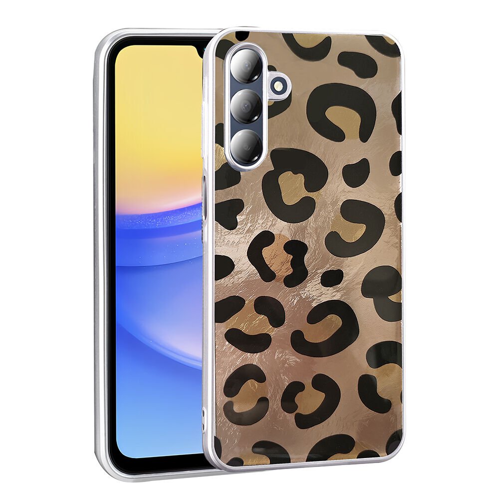 Samsung Galaxy A16 Kılıf Desenli Mep Kapak Gold Leopar