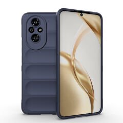 Honor 200 Pro Kılıf Esnek TPU Oyuklu Arka Yüzey Tasarımlı Etnik Silikon Kapak Lacivert