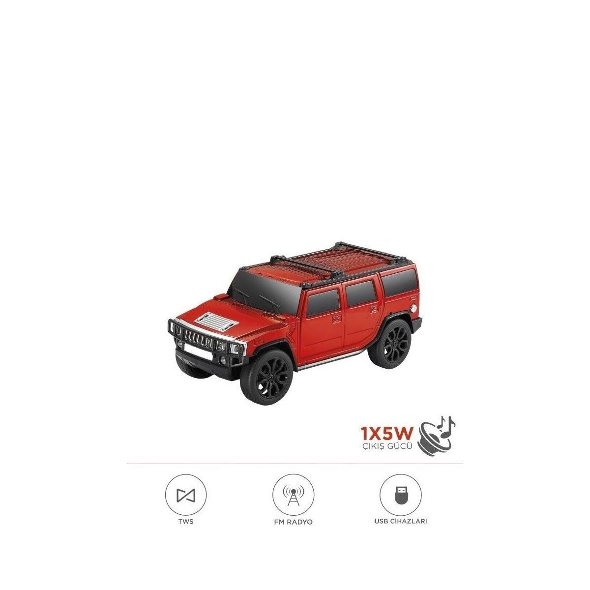 D-48 Jeep Tasarım Usb/tws/fm Bluetooth Hoparlör Speaker Kırmızı
