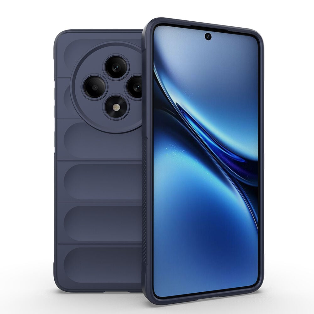 Oppo Reno 11FS Kılıf Esnek TPU Oyuklu Arka Yüzey Tasarımlı Etnik Silikon Kapak Lacivert