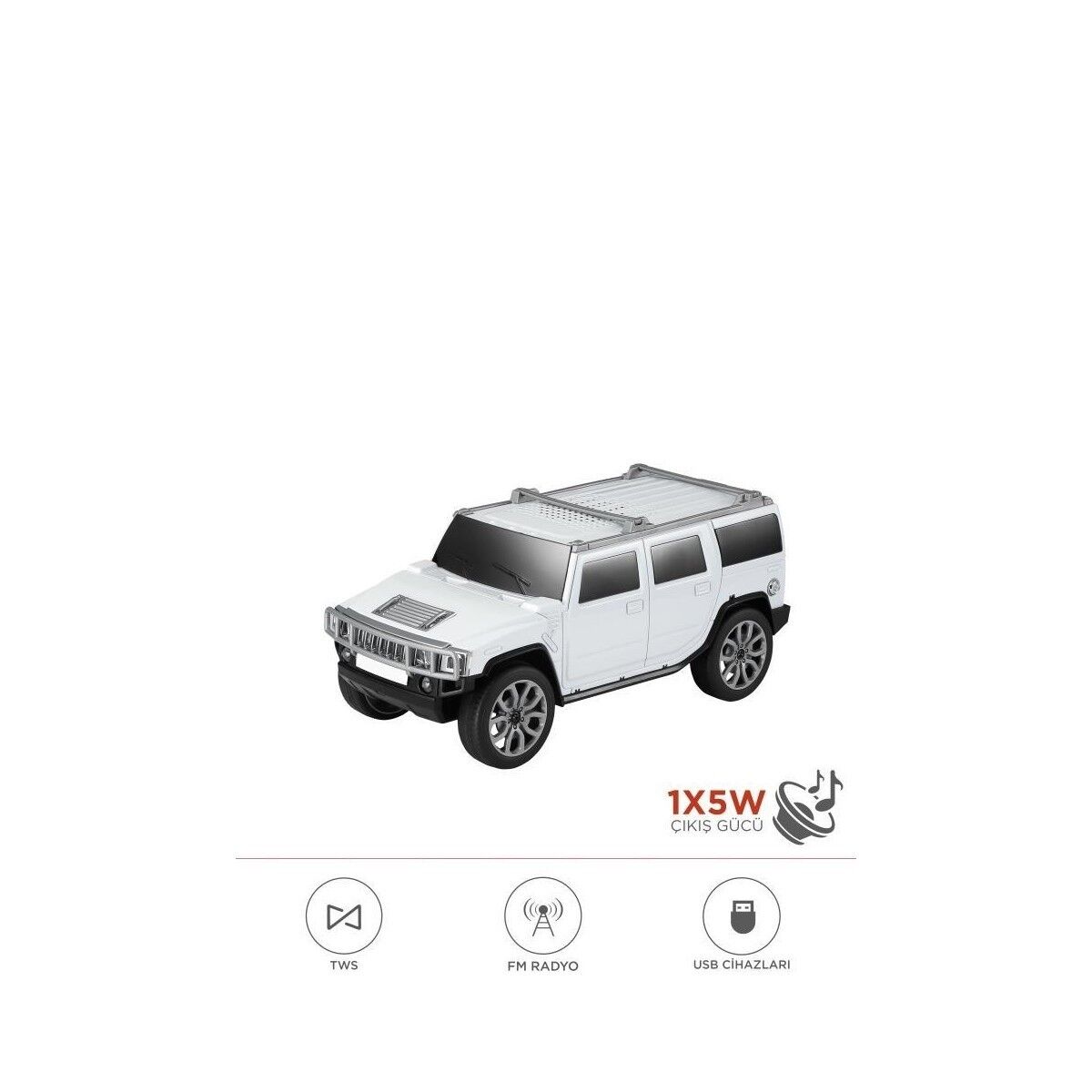 D-48 Jeep Tasarım Usb/tws/fm Bluetooth Hoparlör Speaker Beyaz