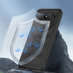 Xiaomi Redmi 14C 4G Kılıf Esnek TPU Oyuklu Arka Yüzey Tasarımlı Etnik Silikon Kapak Siyah