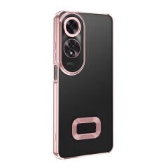 Oppo A60  Kılıf Logo Gösteren Parlak Kenarlı Kamera Lens Korumalı Şeffaf Omega Silikon Kapak