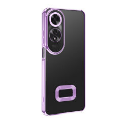 Oppo A60  Kılıf Logo Gösteren Parlak Kenarlı Kamera Lens Korumalı Şeffaf Omega Silikon Kapak